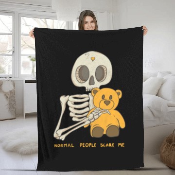 Discover Normal People Scare Me Skull Halloween Fleece Blankets