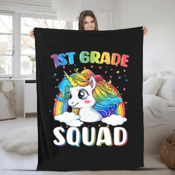Discover 1st Grade Squad Unicorn Rainbow Back To School Fleece Blankets