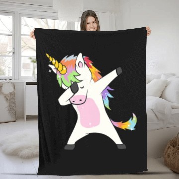 Discover Cute dabbing unicorn dab dance girls boys children Fleece Blankets