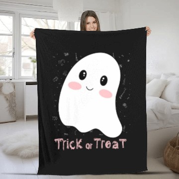 Discover Boo Cute Ghost Halloween design trick or treat Fleece Blankets