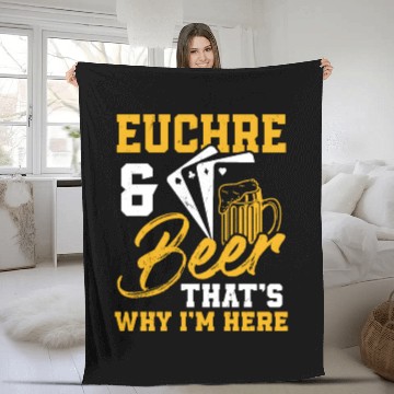 Discover Euchre And Beer Card Game Player Poker Euchre Fleece Blankets