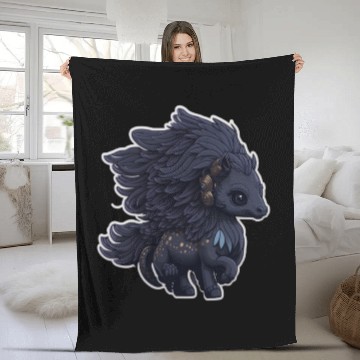 Discover Midnight Flight of the Majestic Black Pegasus Fleece Blankets