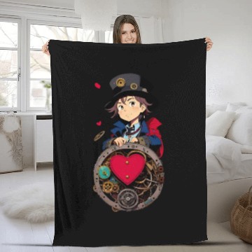 Discover Gears and Lace: A Cute Steampunk Design Fleece Blankets