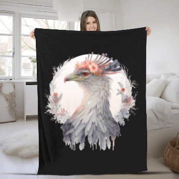 Discover Cute Secretary Bird Flower Crown Floral Exotic Bir Fleece Blankets