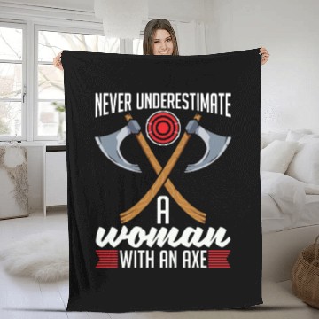 Discover Axe Throwing Never Underestimate A Woman Bullseye Fleece Blankets