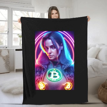 Discover Bitcoin Woman Fleece Blankets