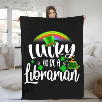 Discover Irish Lucky To Be A Librarian St Patricks Day Fleece Blankets