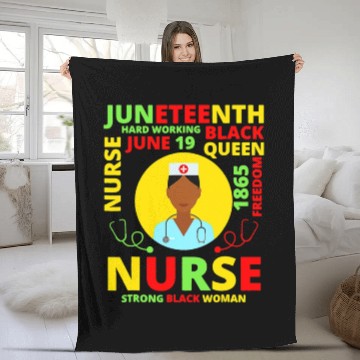 Discover Juneteenth Black Nurse Costume Melanin Black Fleece Blankets