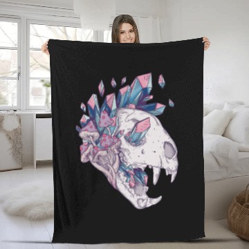 Discover Crystal Cat Skull Fleece Blankets