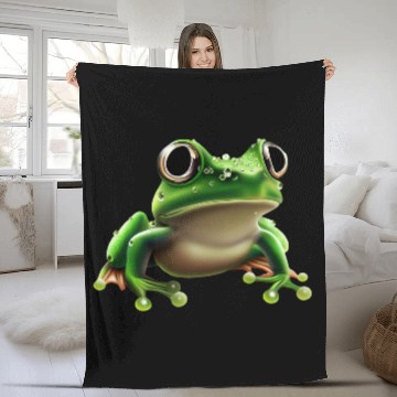 Discover Rain frog water drop frog Fleece Blankets