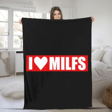 Discover I love milfs red design Fleece Blankets