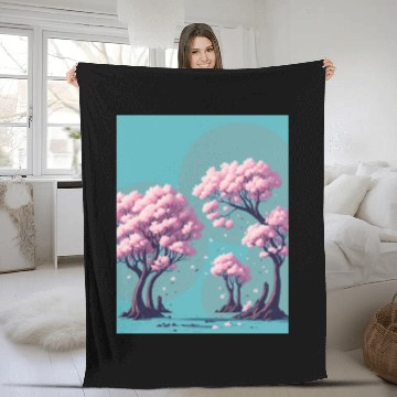 Discover Cherry Blossom tress with falling flowers Fleece Blankets
