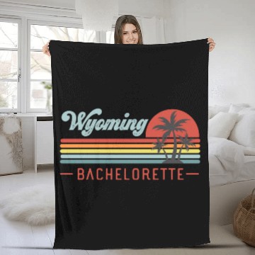 Discover Wyoming Bachelorette, Palm Trees & Vintage Sunset Fleece Blankets
