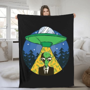 Discover Alien Money Investing Money Lover Space Abduction Fleece Blankets
