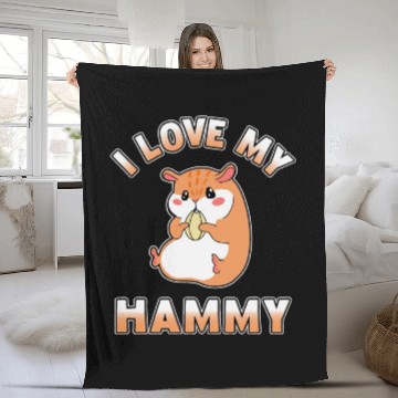 Discover I Love My Hammy Adorable Kawaii Hamster Lover Gift Fleece Blankets