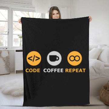 Discover coffee code repeat software developer tech Fleece Blankets