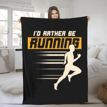 Discover I'd Rather Be Running Running Marathon Trail Fleece Blankets