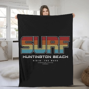 Discover Surf in Huntington Beach nature Fleece Blankets
