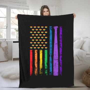 Discover American Sports Flag Rainbow LGBT Pride Month Fleece Blankets