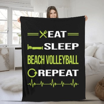 Discover Funny Eat Sleep Repeat Beach Volleyball nostalgia Fleece Blankets