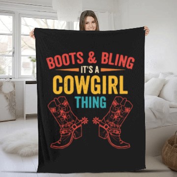 Discover Boots & bling. it's a cowgirl thing Fleece Blankets