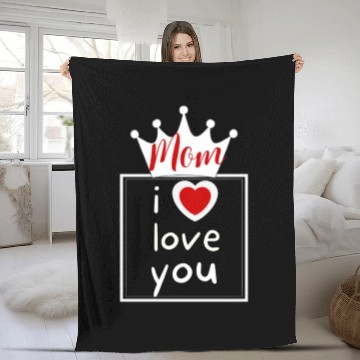 Discover i love you mom , mother s' day ,black Fleece Blankets