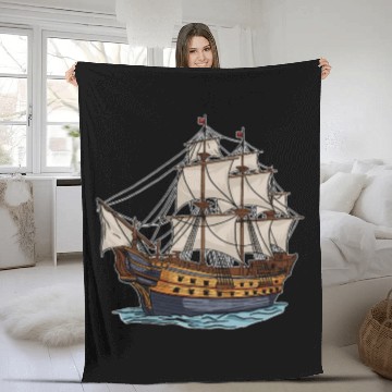 Discover Columbus Day 1492 Ship Fleece Blankets