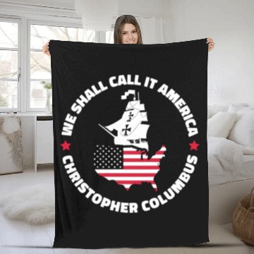 Discover Columbus Day 1492 Us Flag Fleece Blankets