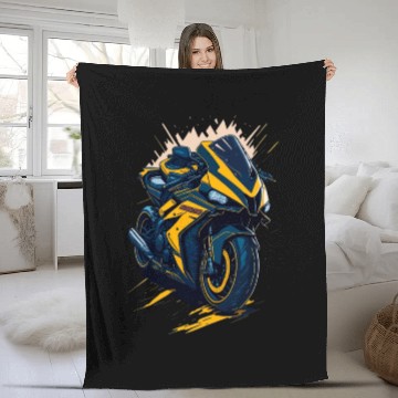 Discover Illustration sport motorcycle Fleece Blankets