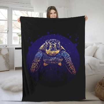 Discover Sea Life - Colorful Sea Turtle Fleece Blankets