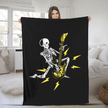Discover Skeleton with guitar Fleece Blankets