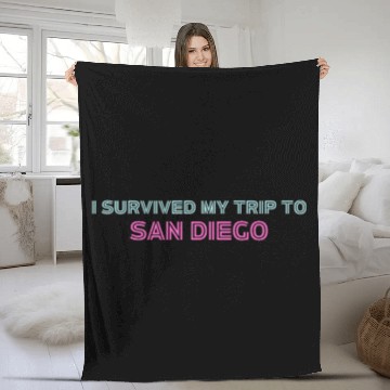 Discover I Survived My Trip to SAN DIEGO Travel Fleece Blankets
