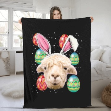 Discover Easter Bunny Alpaca Funny Farmer Easter Alpaca Fleece Blankets