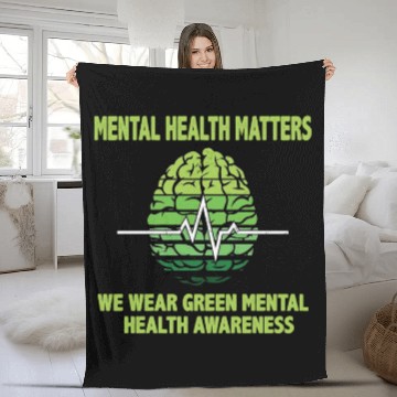 Discover MENTAL HEALTH MATTERS WE WEAR GREEN MENTAL Fleece Blankets