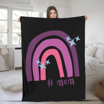Discover Mother's Day Purple Pink Bohemian Rainbow Fleece Blankets