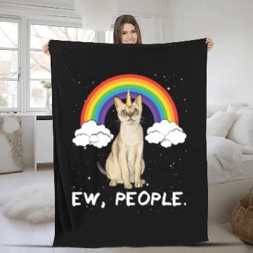 Discover Rainbow Singapura Ew People Unicorn Cat Fleece Blankets