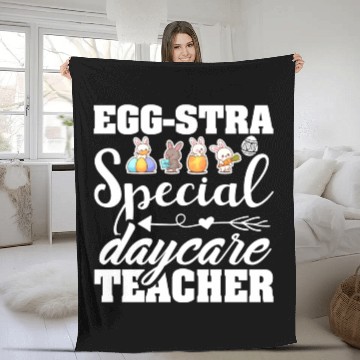 Discover Egg Stra Special Daycare Teacher Easter Fleece Blankets