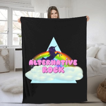 Discover Alternative Rock Unicorn Rainbow Design Fleece Blankets