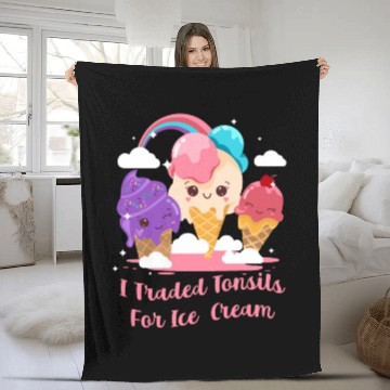 Discover I Traded Tonsils For Ice Cream Funny Tonsil Fleece Blankets