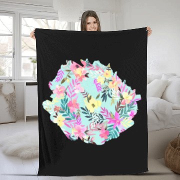 Discover Hibiscus Floral Tropical Blue Fleece Blankets