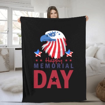 Discover Happy Memorial Day Veterans Brave US Eagle Stars Fleece Blankets