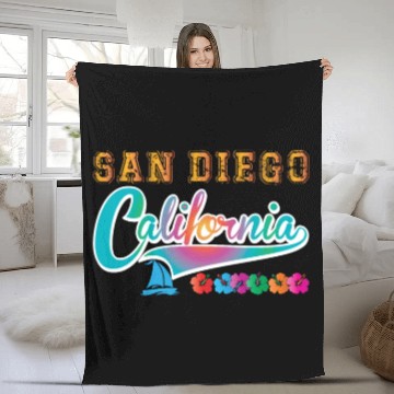 Discover San Diego Vacation California Souvenir Beach Fleece Blankets