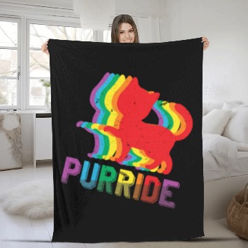 Discover Cute Cat Gay LGBTQ Rainbow LGBT Pride Month Fleece Blankets