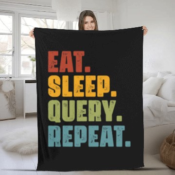 Discover Eat Sleep Query Repeat Database Programmer Fleece Blankets