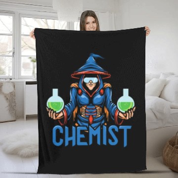 Discover Funny science chemist elements chemists wizard lab Fleece Blankets