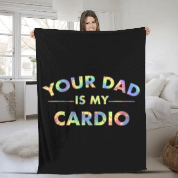 Discover Your Dad Is My Cardio Funny DILF Workout Gym Fleece Blankets
