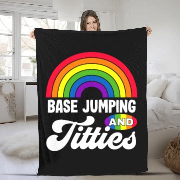 Discover Base Jumping And Titties Funny Lgbt Gay Pride s Fleece Blankets