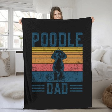 Discover Dog Dad Vintage Poodle Dad Fleece Blankets