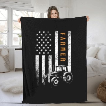 Discover Farmer American Flag Design Farm Farming Fleece Blankets