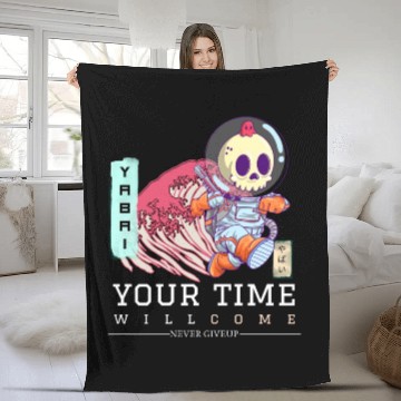 Discover Great Wave Of Kanagawa And Space Skeleton s Fleece Blankets